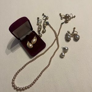 Lot Of Vintage Faux Pearl Costume Jewlery